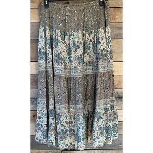 PHOOL Vtg L Maxi Skirt Glitter Tiered Crinkled Cotton Fairycore Western India